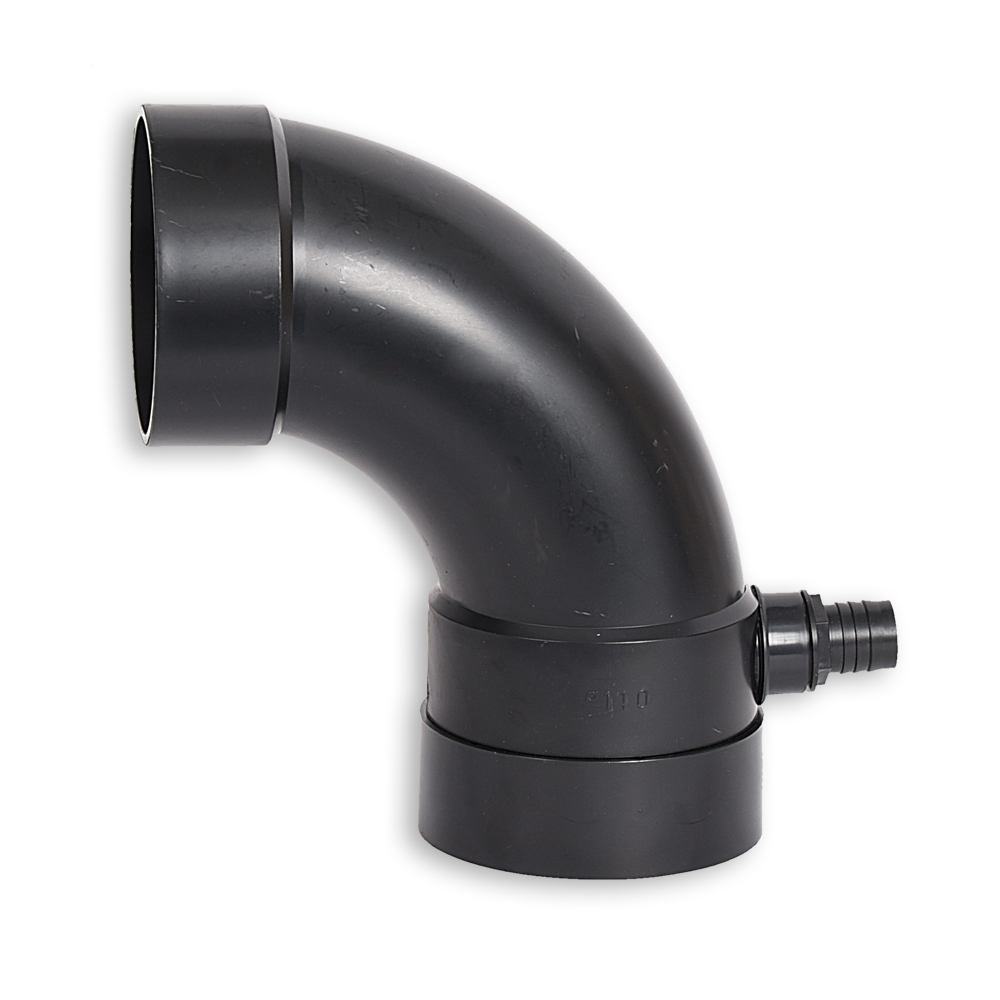 Bogen 90°, 110 mm  inkl. Entlüftungstülle 25 mm 