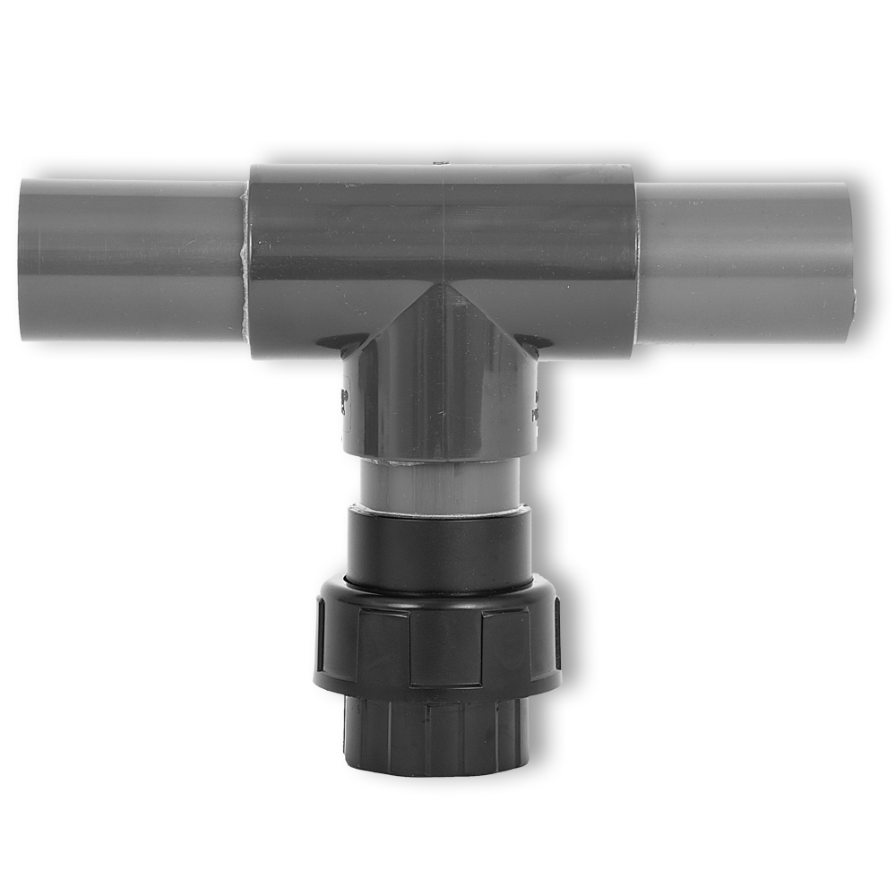 Kupplung IG 1 1/2'' mit T-Stück 90° auf 50 mm Rohr